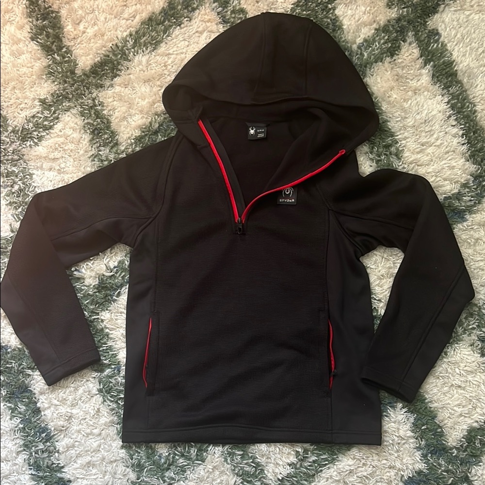 SPYDER Black Hoodie with Red Accents